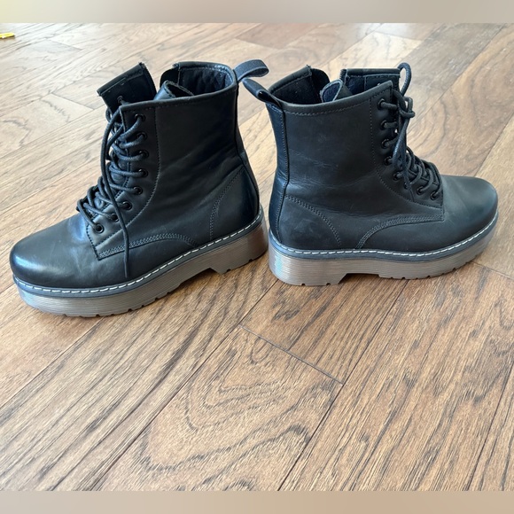 Black Lace-Up Combat Boots - Picture 6 of 10